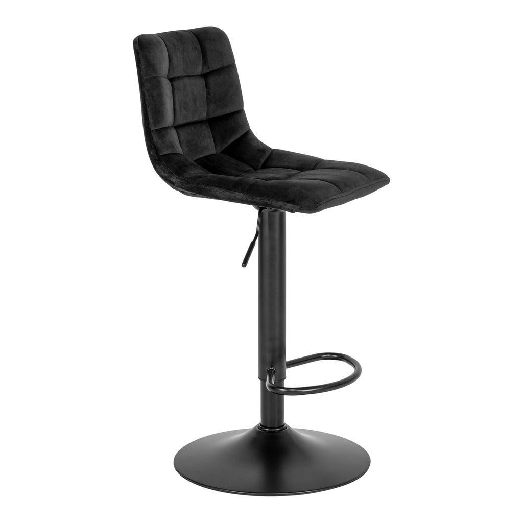 Middelfart Bar Chair - Bar chair in black velvet with black legs (set of 2)
